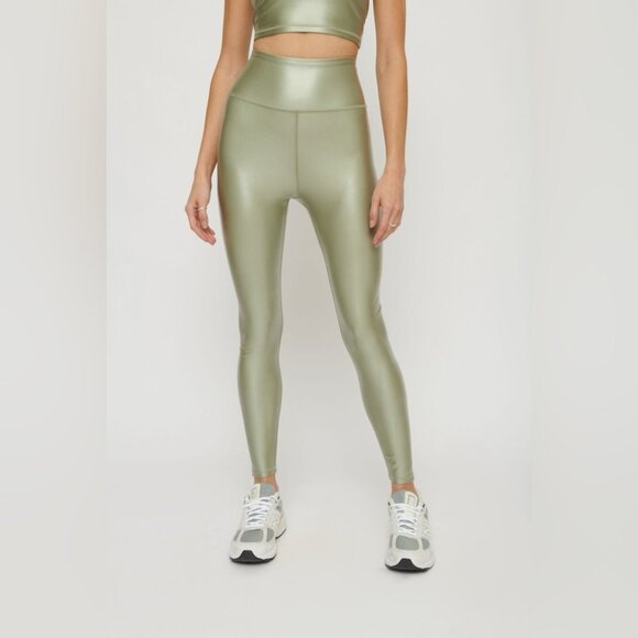 Dynamite Women’s High Rise Faux Leather Leggings Sage Green fiary grunge Size L - Picture 1 of 10